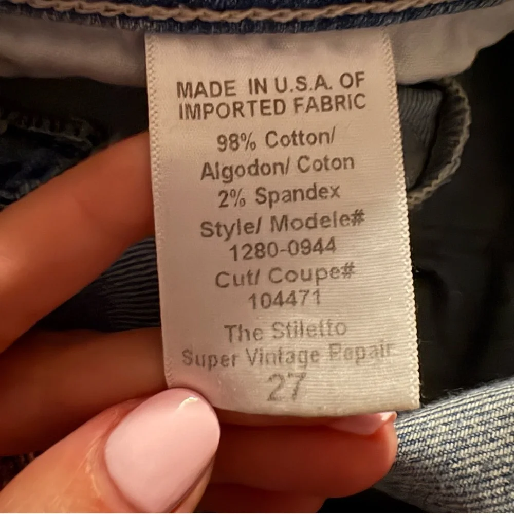 ✨ Current/Elliott ✨ The Stiletto Skinny Ankle Super Vintage Repair Size 27 - Picture 8 of 10